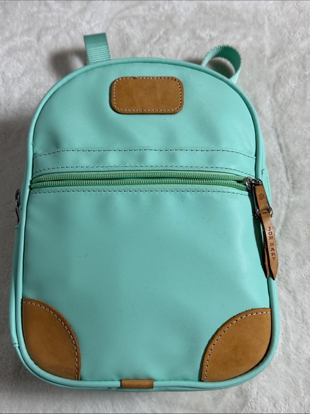 Jon Hart Mint “Amelia L ” Green Bookbag or Backpack 12L x 9W x 3.5 D